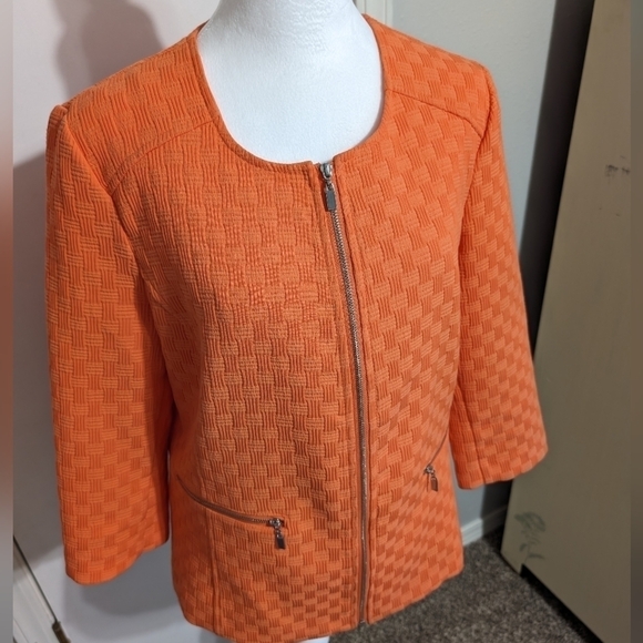 Rafaella Jackets & Blazers - Rafaella Zip Front Jacket Tangerine Size 10